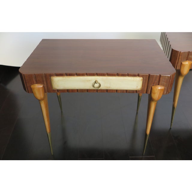 Mid Century Side Tables With Parchment Drawers - Set of 2 For Sale - Image 4 of 9