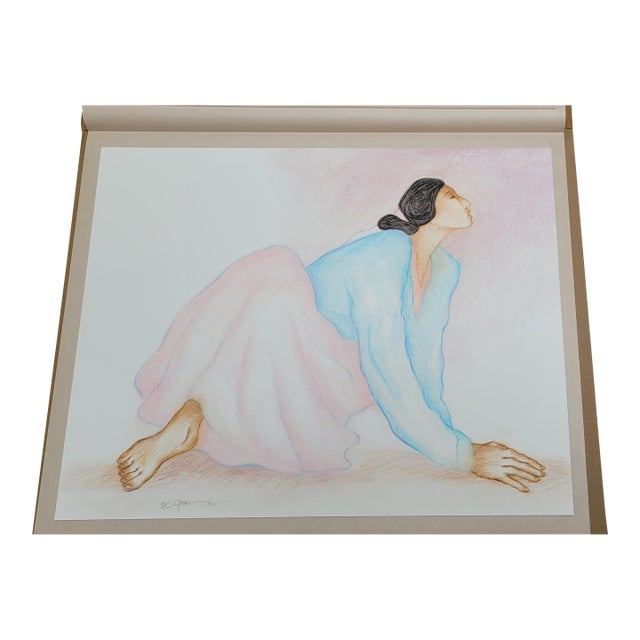 r.c. Gorman - Woman With Pink Skirt and Light Blue Blouse - 1983 For Sale