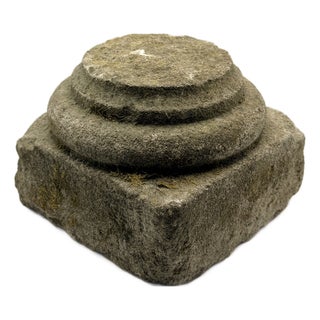 Antique Hand-Carved Stone Column Base Plinth C. 1850 Primitive Architectural Fragment For Sale
