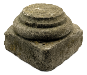 Antique Hand-Carved Stone Column Base Plinth C. 1850 Primitive Architectural Fragment
