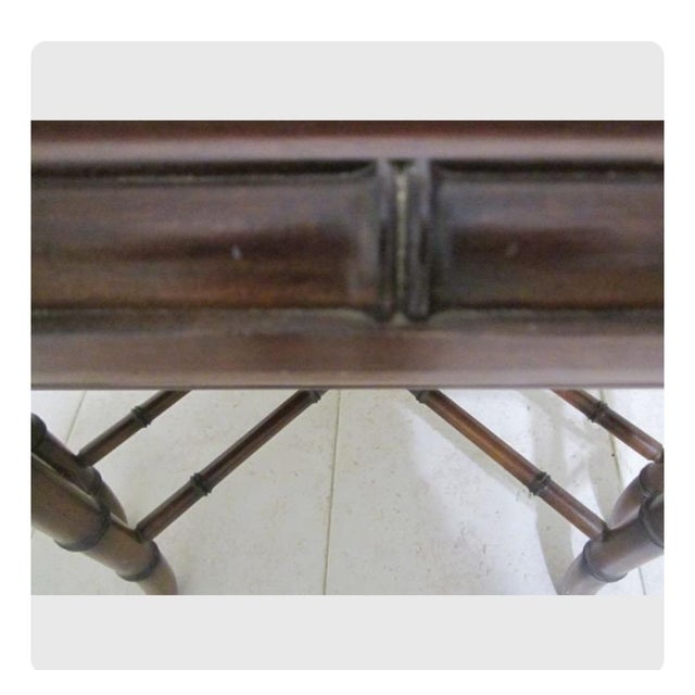 Hollywood Regency 1970s Hollywood Regency Faux Bamboo Chinoiserie Chippendale Style Coffee Table Wood For Sale - Image 3 of 4