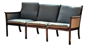 Mid-Century Modern Three-Seater Sofa in Mahogany Frame by Poul Jeppesens, 1950s