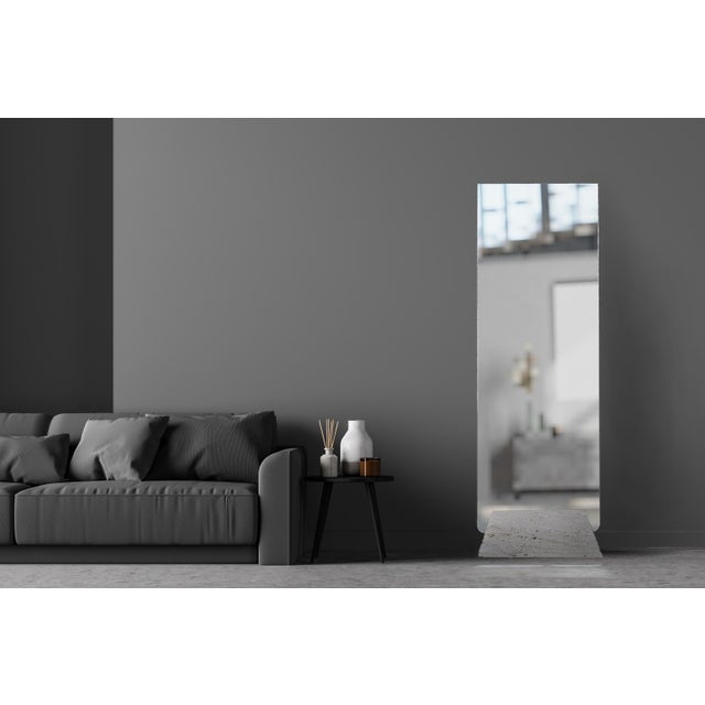 Stone Monolithic Architectural Black Marquina Marble Cressida Floor Mirror by CARCINO Design for October Gallery For Sale - Image 7 of 8