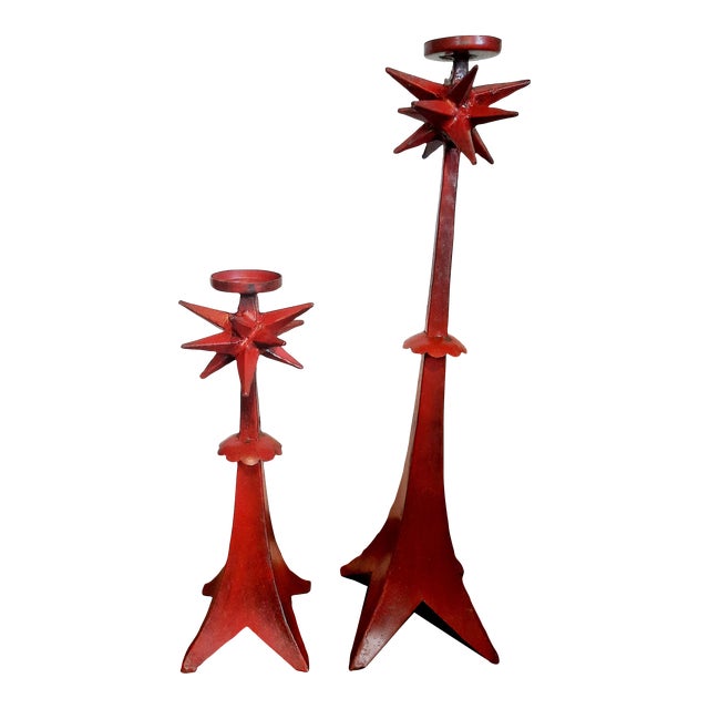 Vintage Sputnik Style Candleholders, Pair For Sale