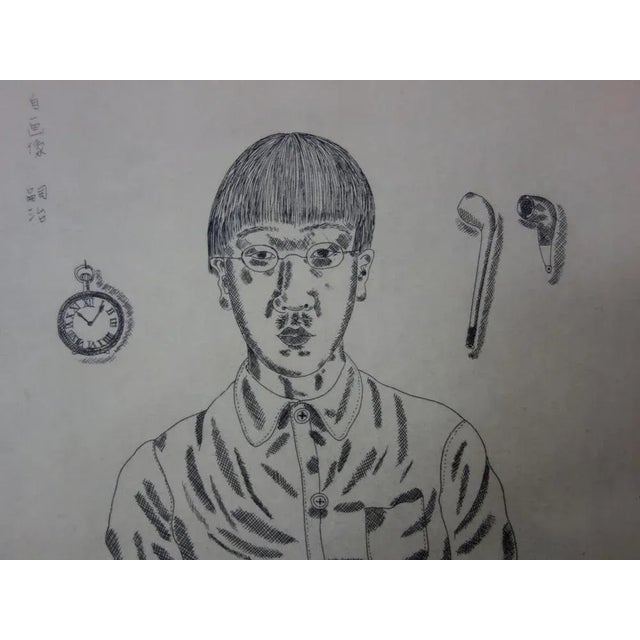 Tsuguharu Léonard Foujita, Self-Portrait at Work Table, Original Engraving For Sale - Image 4 of 8