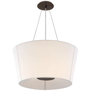 Barbara Barry for Visual Comfort Signature Hoop Medium Inverted Hanging Shade in Bronze with Linen Shade