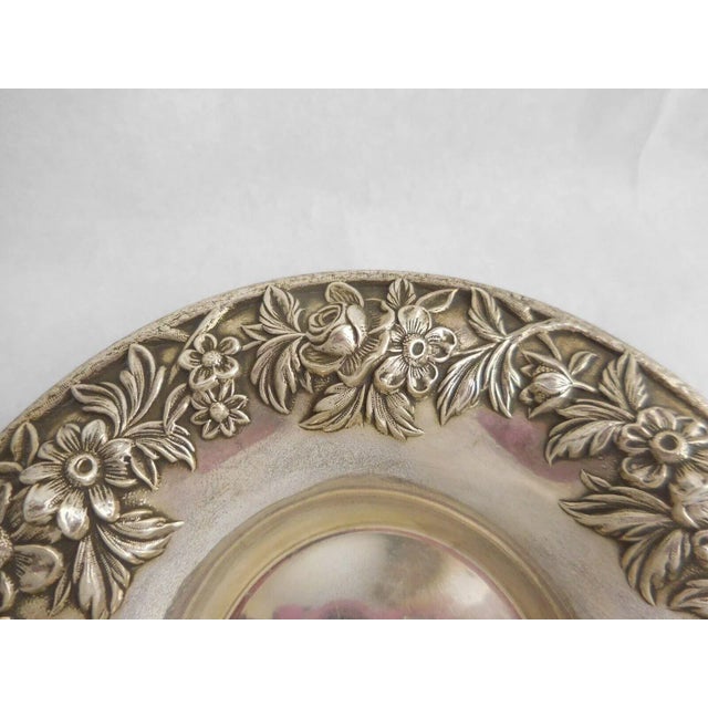 Mid-Century Modern Mid 20th Century S.Kirk &Son Sterling Silver '13' Repousse Rose 6" Candy/ Nut Bowl Dish For Sale - Image 3 of 6