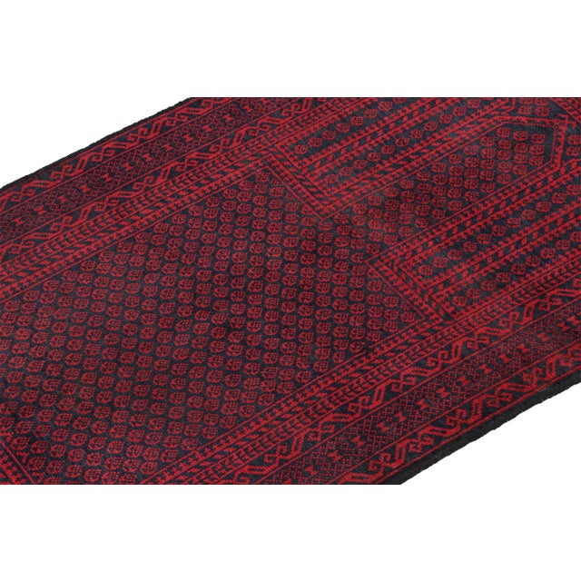 Rug & Kilim Rug & Kilim’s Baluch Tribal Rug in Blue and Red Mihrab Geometric Patterns For Sale - Image 4 of 8
