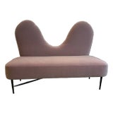 Italian Mauve Mohair Settee/ Sofa/ Loveseat/ Bench in the Style of Italian Designer Cesare Lacca For Sale