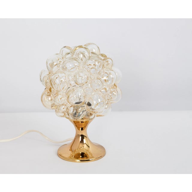 Petite Amber Bubble Glass Table Lamp from Limburg, Germany, 1970s For Sale - Image 6 of 8
