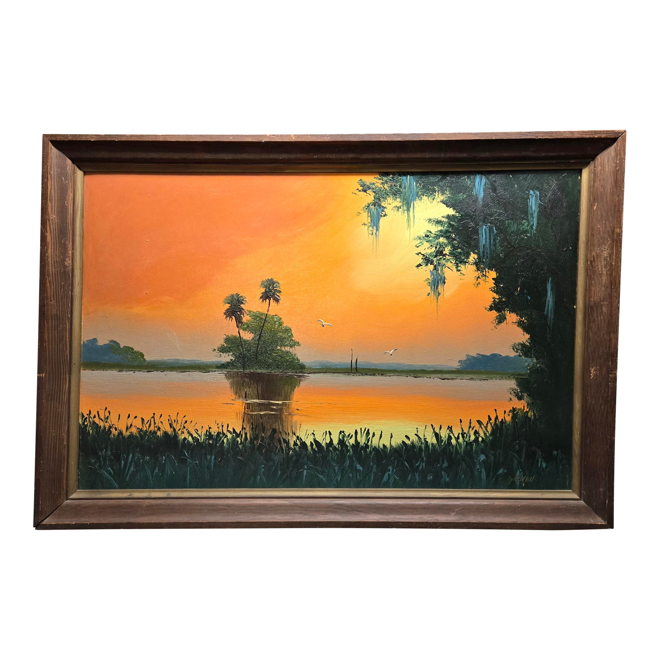 1990s Original Florida Highwaymen Landscape Painting by Sam Newton