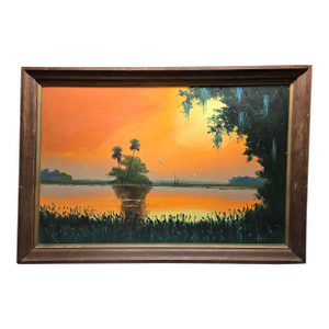 1990s Original Florida Highwaymen Landscape Painting by Sam Newton