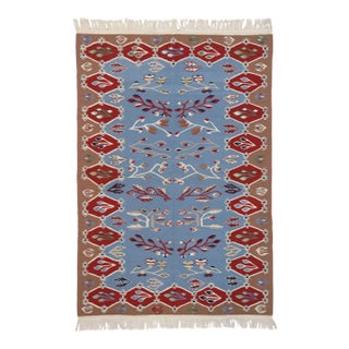 Vintage Oltenian Romanian Kilim Rug, 04'01 X 05'11 For Sale