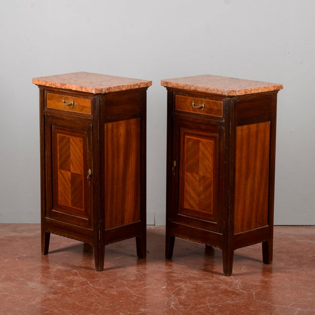 Vintage Bedside Tables with Red Marble Tops, 20th Century, Set of 2 For Sale - Image 15 of 18