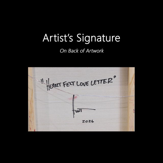 Heartfelt Love Letter - Original Minimalist Abstract Mixed Media Resin Painting on Wood Panel by Ricky Hunt For Sale - Image 9 of 9