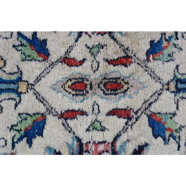 Vintage Hand-Knotted Oriental Floral Wool Area Rug Ivory Cream Midnight 3x5 For Sale - Image 6 of 12