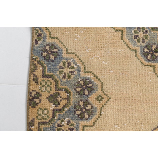 Beige 1950s Muted Beige & Moss Green Turkish Runner For Sale - Image 8 of 10