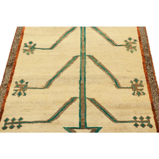 Traditional Vintage Persian Gabbeh Rug in Beige With Geometric Pattern | Rug & Kilim For Sale - Image 3 of 6