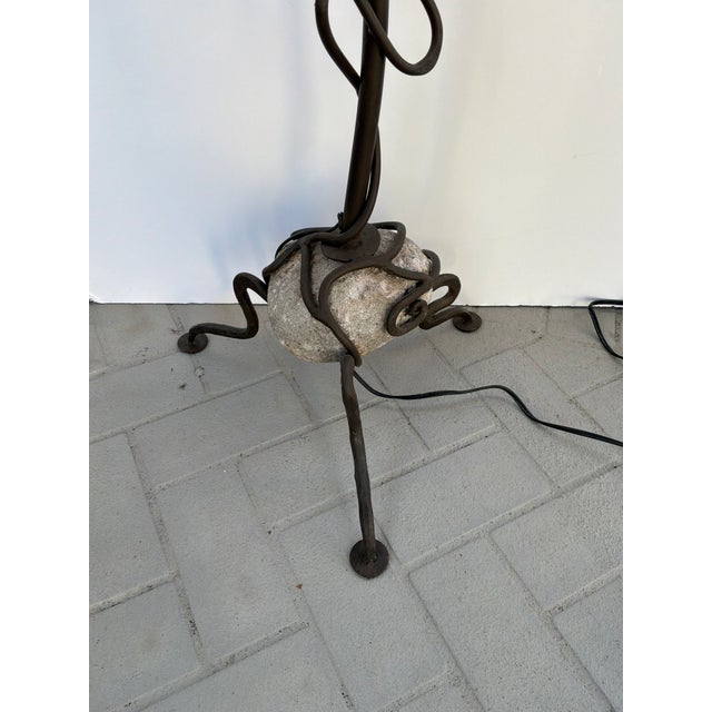 Contemporary John Richard Sculptural Iron & Stone Floor Lamp For Sale - Image 3 of 7