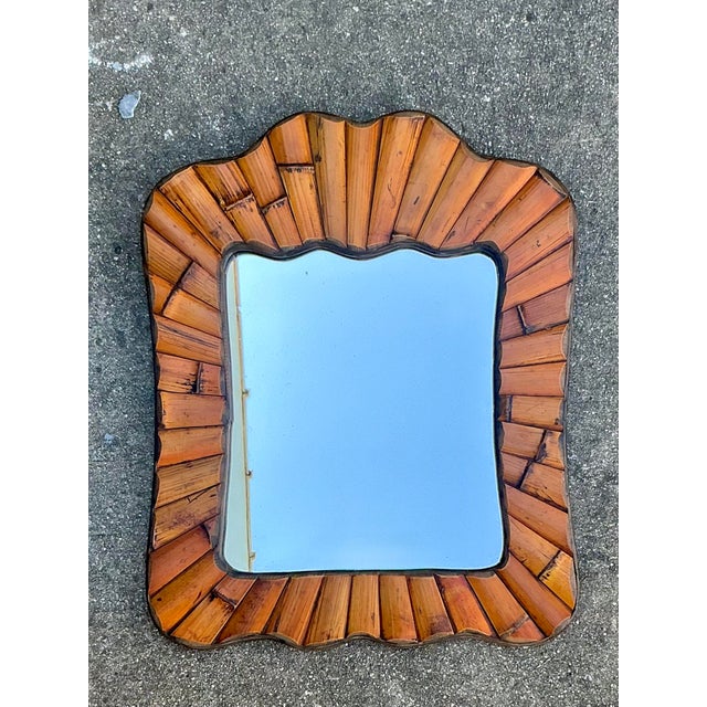 Late 20th Century Vintage Boho Split Bamboo Mirror For Sale - Image 5 of 5