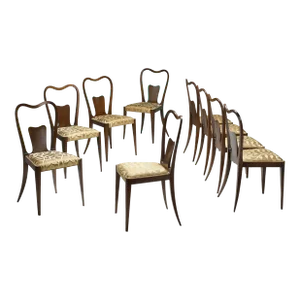 Vintage Mid Century Guglielmo Ulrich Dining Chairs, Set of Nine