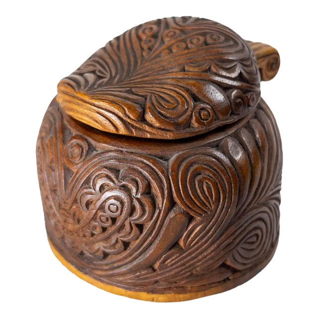 20th Century Maori Tribal Carved Treenware Inkwell, New Zealand For Sale