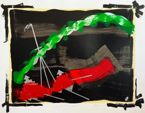 1984 Joe Zucker Abstract Lithograph With Collage- Ponce De Leon's Flagship