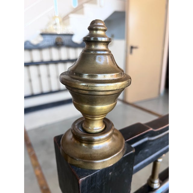 French Black Ebonized Bed With Bronze Mounts and Candle Holder , Signed For Sale - Image 12 of 13