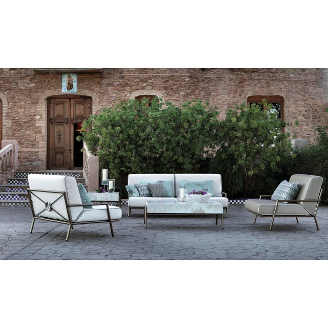 Contemporary Iron, Bronze, & Fabric Chair by Jacobo Ventura for CA Spanish Handicraft For Sale - Image 3 of 4