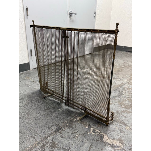 Late 20th Century Brass Mesh Fireplace Screen, Vintage For Sale - Image 5 of 12