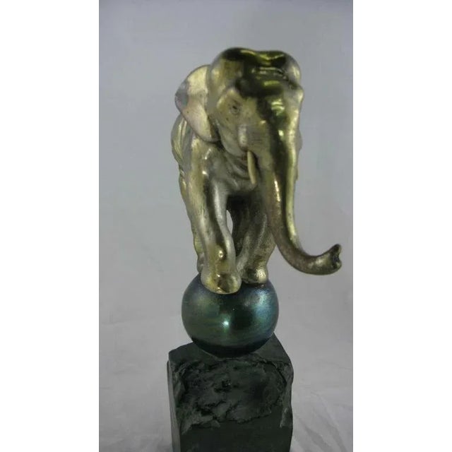 Art Deco 1930 Whimsical Art Deco Silvered Bronze Dancing Elephant with Provenance For Sale - Image 3 of 4
