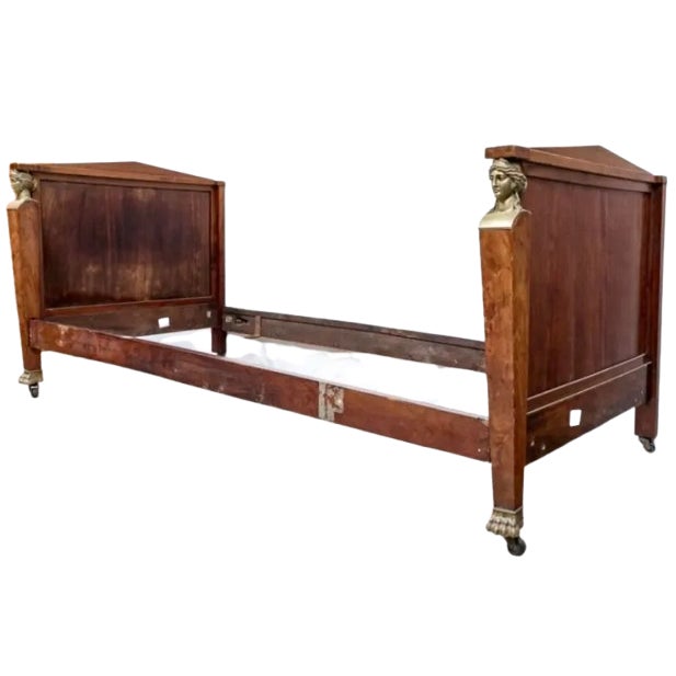 Antique French Empire Burl Veneered Style Daybed For Sale