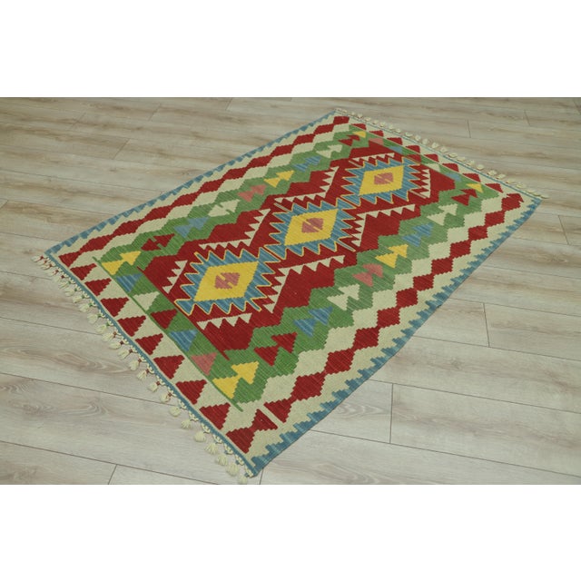1970s 1970s Turkish Boho Style Red Oushak Handmade Kilim Rug For Sale - Image 5 of 9