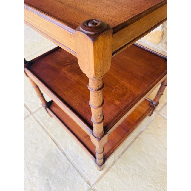 Three-Tiered Walnut Turned Wood Side Table, 1930s For Sale - Image 6 of 16