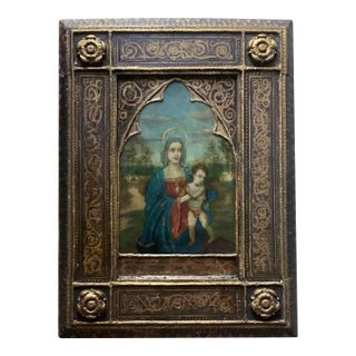 16th/17th C. Italian Old Master Antique Oil on Ornate Wood Panel Religious Icon For Sale