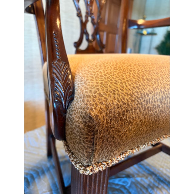 English Century Furniture Carved Mahogany Dining Arm Chairs For Sale - Image 3 of 4
