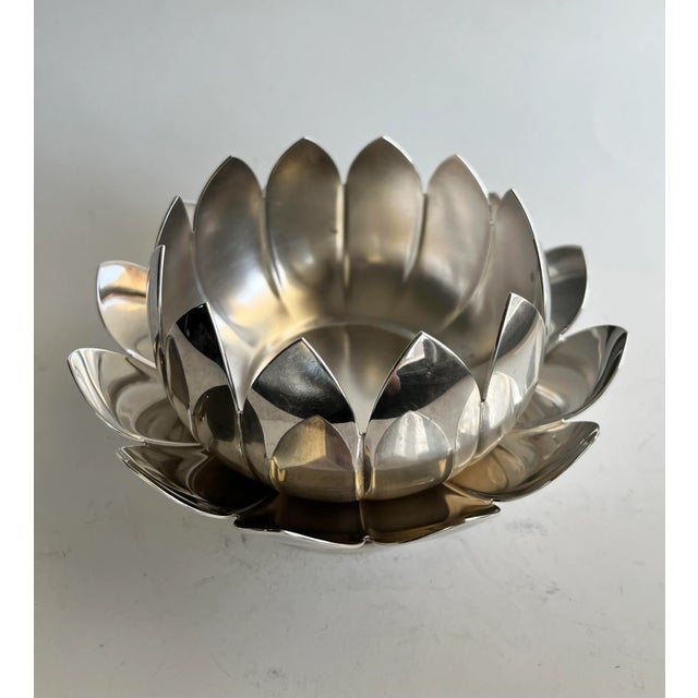 Reed & Barton Mid 20th Century Vintage Reed & Baron Silverplate Lotus Flower Vase For Sale - Image 4 of 12
