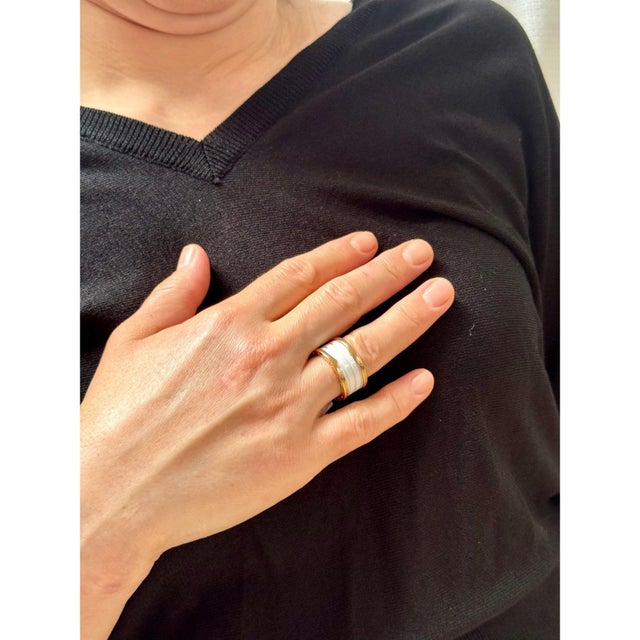 Bulgari B Zero Wide Four- Band , 18 Karat Rose Gold Loops White Eternity Band, Size 9 For Sale - Image 10 of 16