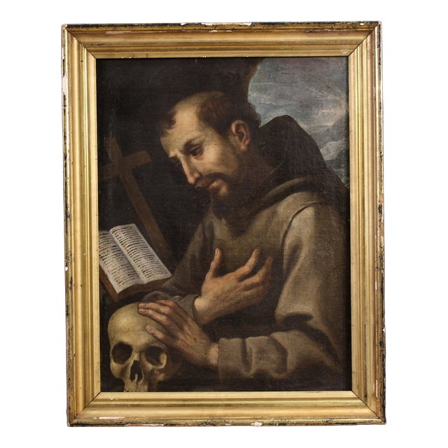 Saint Francis of Assisi, Portrait Composition, 1660, Oil Painting on Canvas, Framed For Sale