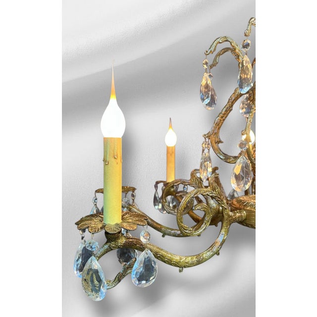 1940s Solid Brass Rococo Chandelier For Sale - Image 17 of 17