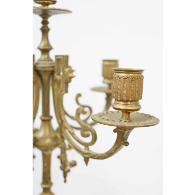 Large Antique Neoclassical Standing Candleholder in Brass and Marble, 1900s For Sale - Image 5 of 7