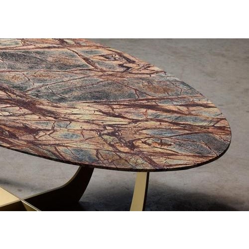 Not Yet Made - Made To Order Valentine Brown Forest Marble Oval Coffee Table by WM Metal Design For Sale - Image 5 of 6