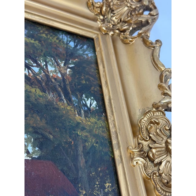Mid 20th Century Signed European Pastoral Oil Painting in Ornate Rococo Gilt Frame With Grazing Sheep For Sale - Image 9 of 12