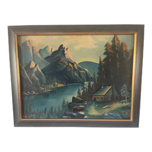 1930s California Impressionist W.P.A.Western Landscape Oil on Canvas - Reframed