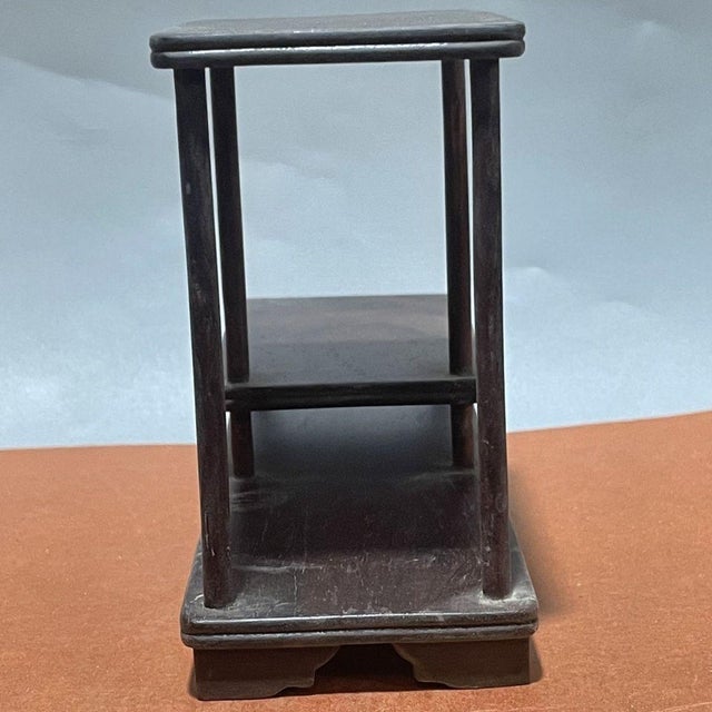 Vintage Chinese Rosewood Miniature Scholar's Display Stand (Curio) - 18cm For Sale - Image 4 of 9