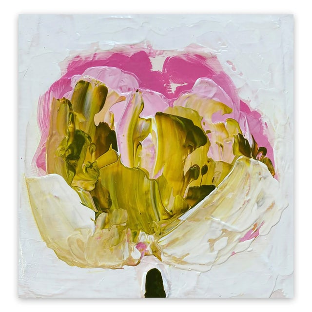 Anya Spielman Contemporary Abstract Oil on Panel Painting "Green, Gold, Pink" by Anya Spielman For Sale - Image 4 of 4