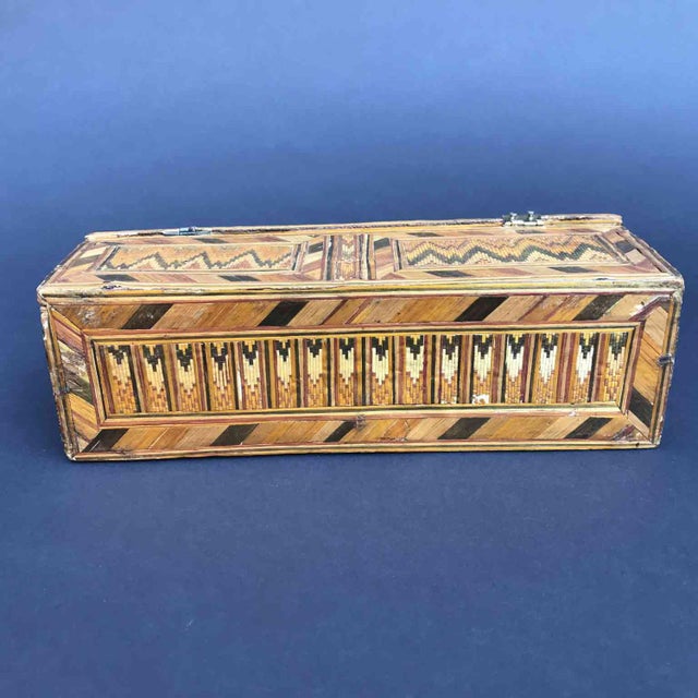 Antique Woven Straw Box For Sale - Image 5 of 7