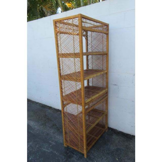 Late 20th Century Late 20th Century Bamboo Wicker Rattan Display Shelving Unit Etagere 6161 For Sale - Image 5 of 11