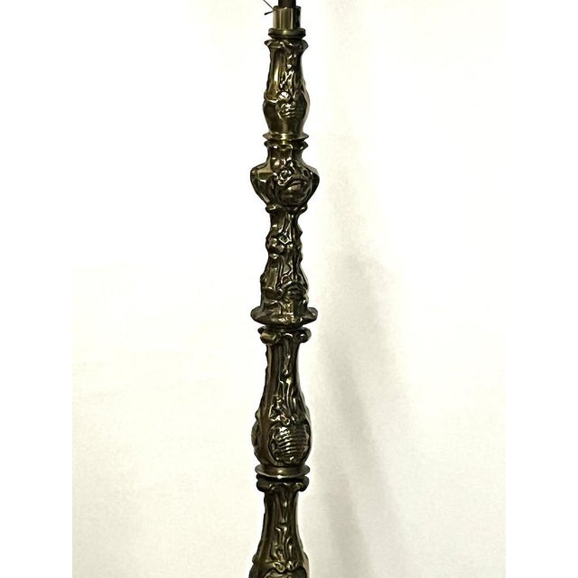 Brass Floor Lamp with Glass Shade, 1950s For Sale - Image 9 of 15