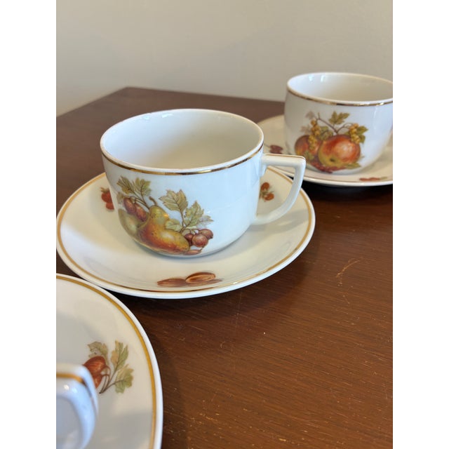 Mid-Century Modern Mid 20th Century Seltmann Weiden Bavaria West Germany Fruit Tea Cups & Saucers - Set of 6 For Sale - Image 3 of 15